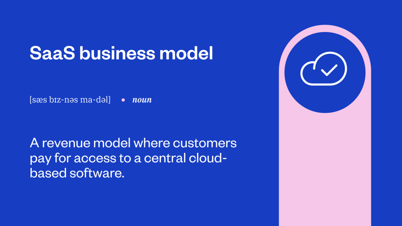 Infographic outlining "SaaS business models," highlighting how customers pay for access to cloud-based software.