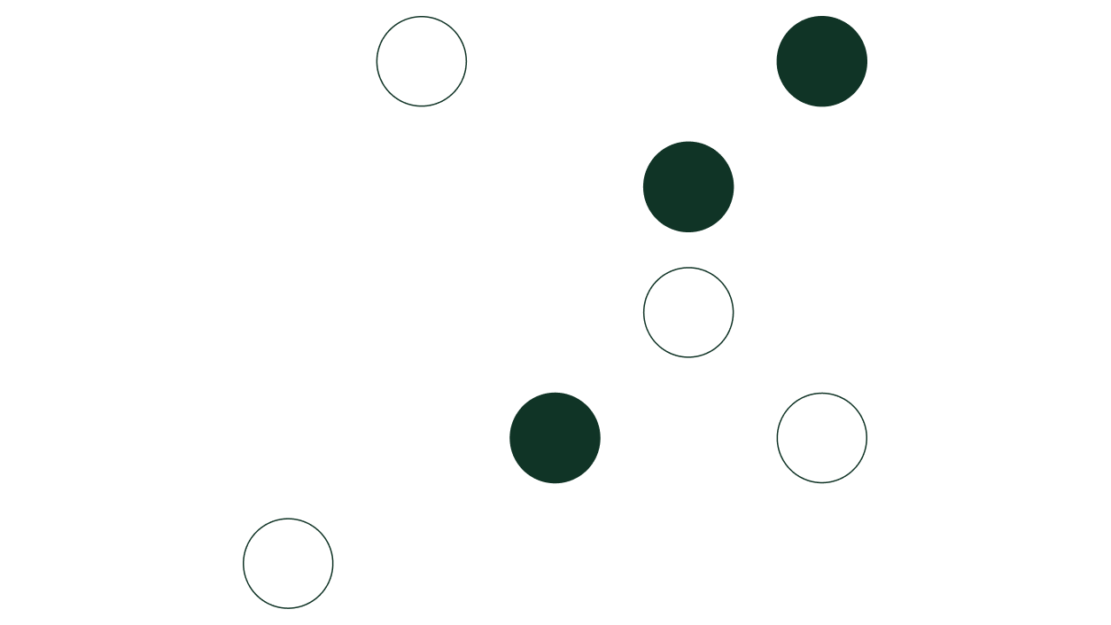 Green circles on a black background.