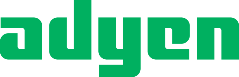 The image shows the Adyen logo. The word "adyen" is written in bold, lowercase letters and colored green.