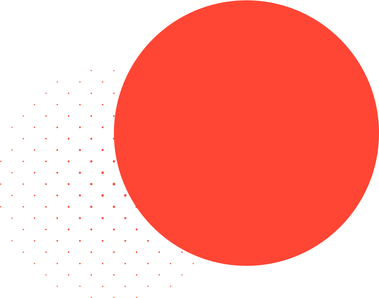 A large solid red circle overlaps a pattern of smaller red dots on a black background.