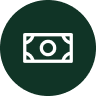 Icon of a dollar bill inside a dark green circle.