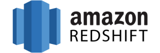 Amazon Redshift logo featuring a stylized blue hexagonal column graphic next to the word "amazon" in lowercase black letters.