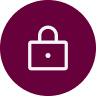 A white lock icon is centered on a maroon circular background.