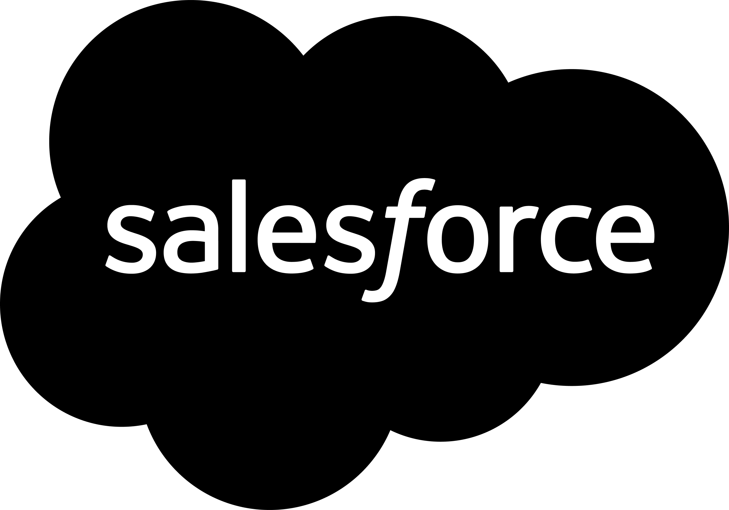 The image displays the Salesforce logo with the word "salesforce" in white lowercase letters on a black background.