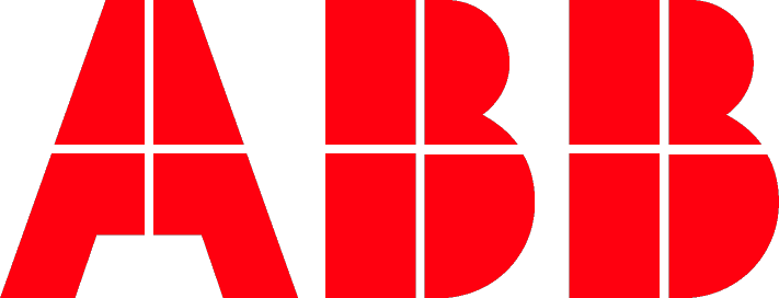 Red "ABB" logo with bold, geometric letters featuring diagonal cutouts on a black background.