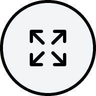 A black icon of four outward-facing arrows arranged in a cross, centered within a light gray circular background.