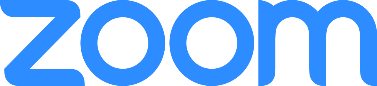 Logo of Zoom in blue lowercase letters on a transparent background.