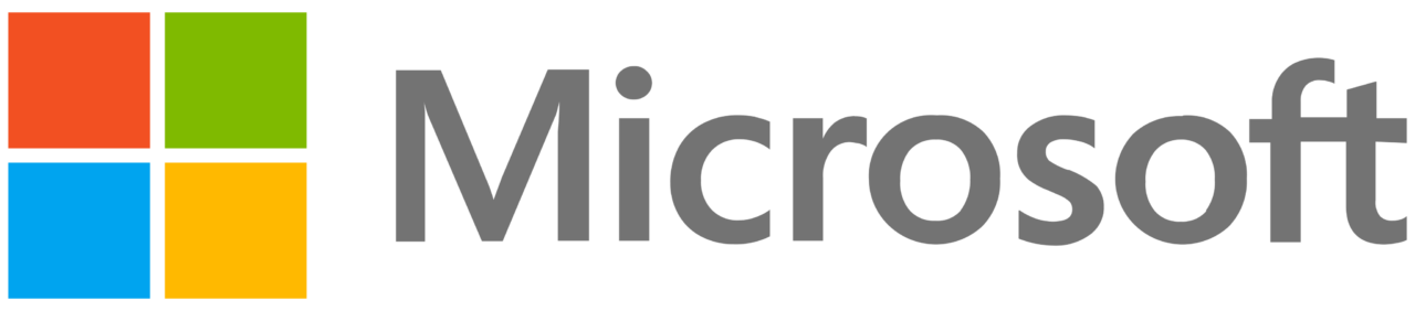 Logo of Microsoft featuring a multicolored square to the left and the word "Microsoft" in gray text to the right.