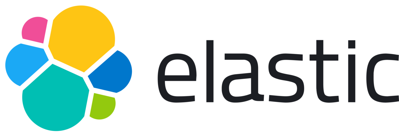 Elastic logo featuring a cluster of colorful, overlapping shapes to the left of the word "elastic" in lowercase black letters.