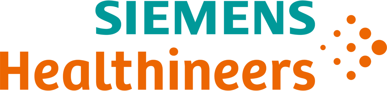 Siemens Healthineers logo with teal "Siemens" and orange "Healthineers" text accompanied by orange dots on the right.